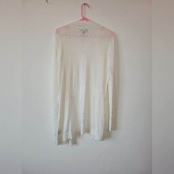 Liz Claiborne Career Longline Cardigan Sweater White Cozy Knit Loungewear Large - Picture 8 of 10